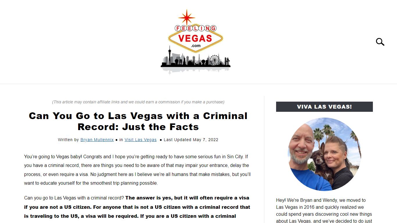 Can You Go to Las Vegas with a Criminal Record: Just the Facts